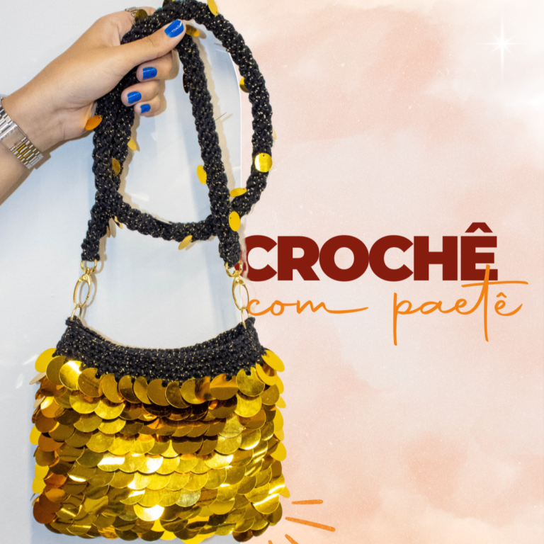 Bolsa crochê com paetê