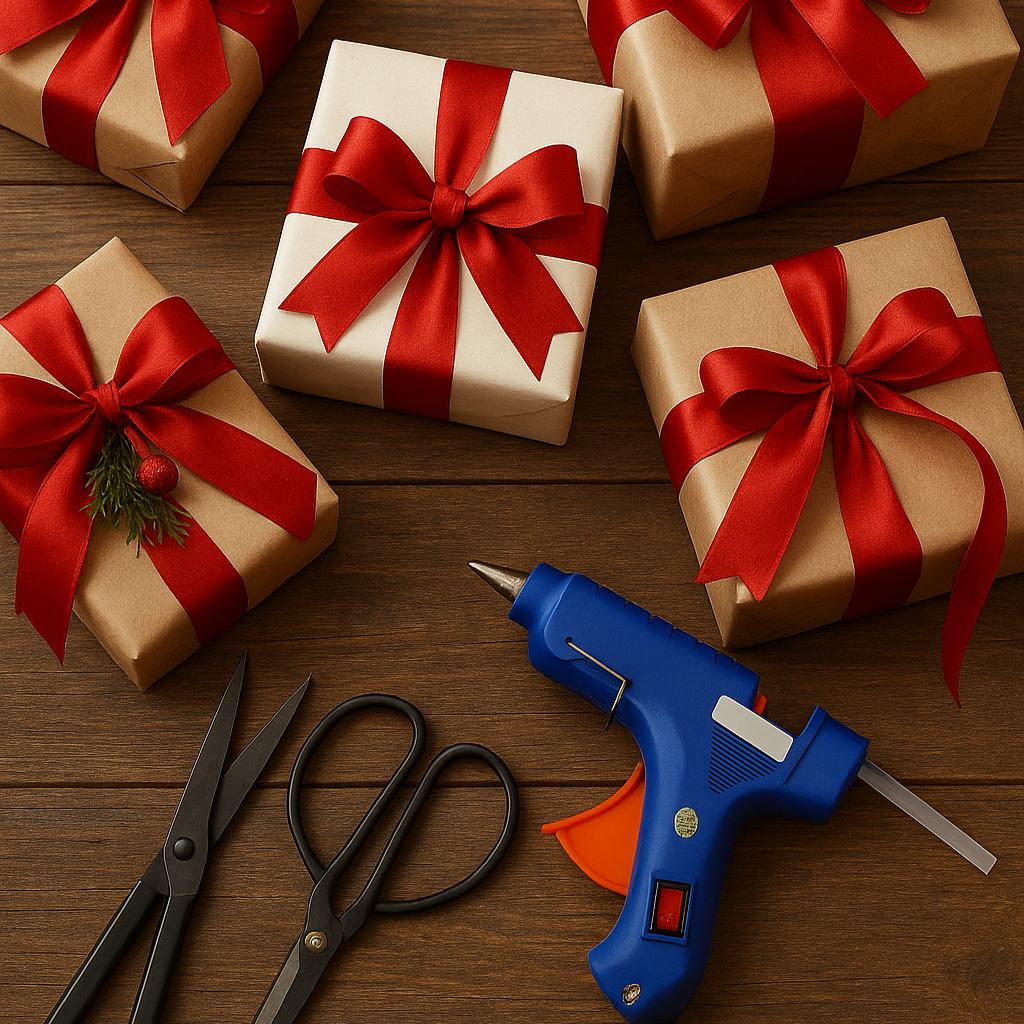 5 tipos de laços com fita de cetim para decorar presentes de Natal