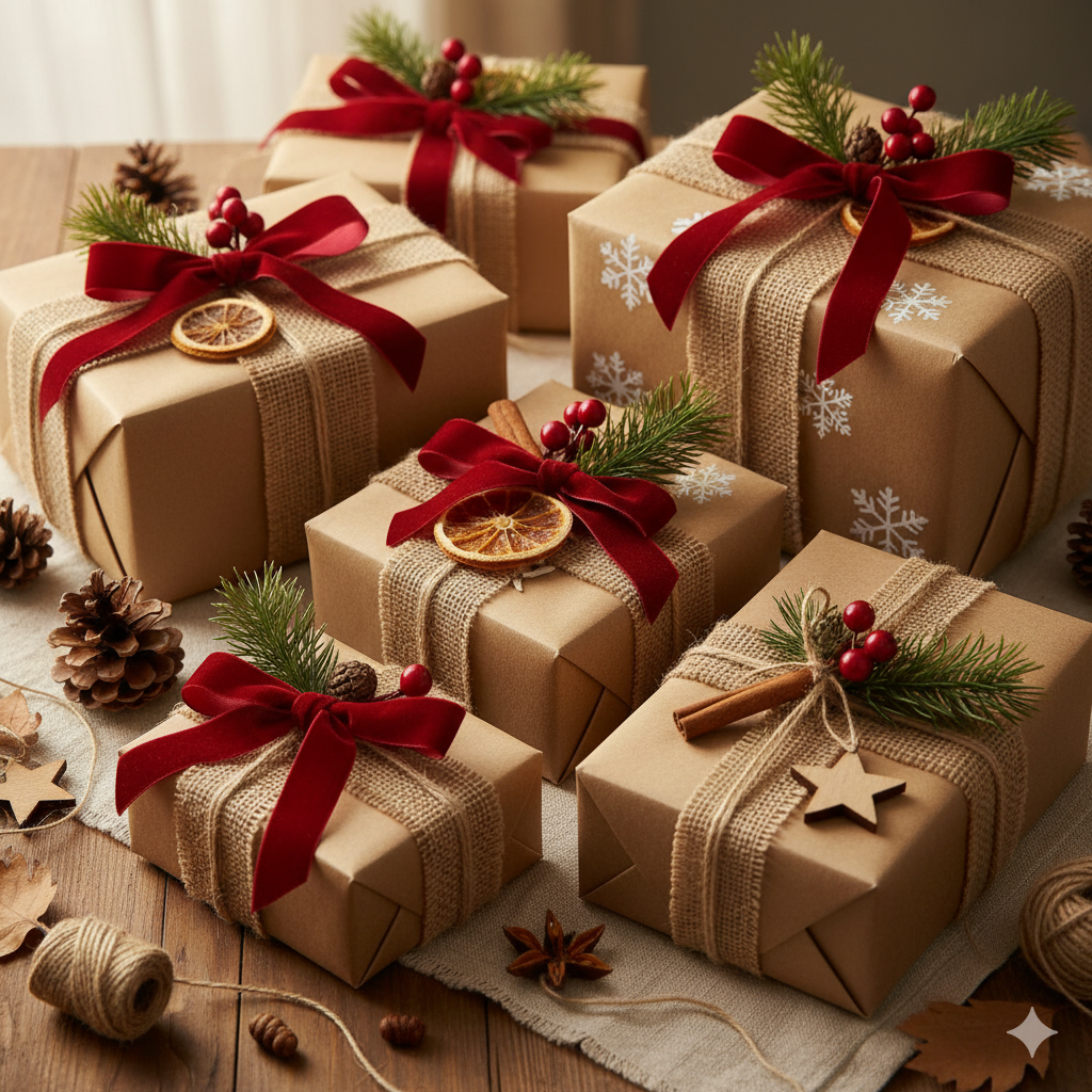 Embalagens de Natal com toque artesanal